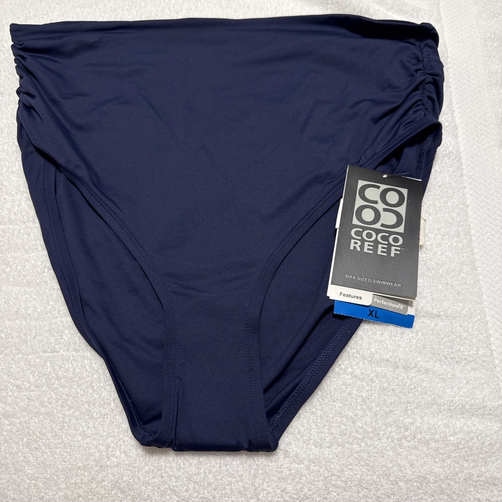 Nwt Coco Reef M Rusched Sides High Waist Blue Bikini Swim Bottom Xl